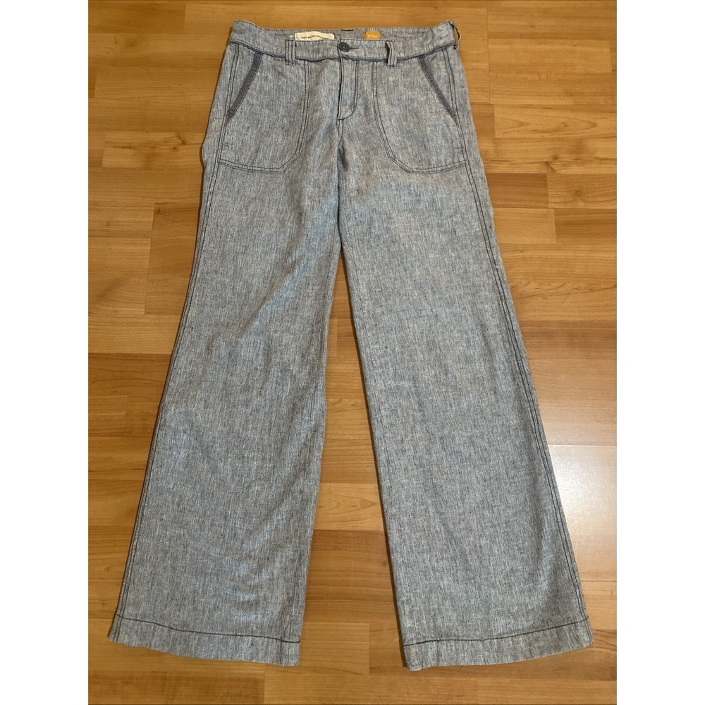 PILCRO & The Letterpress Pants Size 4 Wide Leg Gray Micro Striped Anthropologie